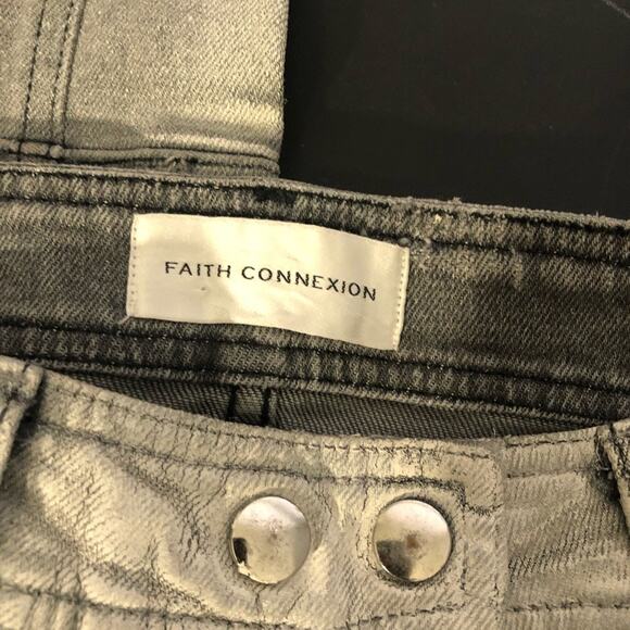 Faith Connexion Zipper Laced White Gray Jeans 28 - Picture 2 of 10